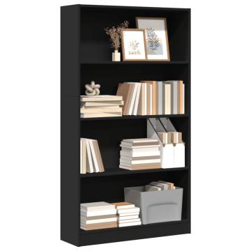  Bookcase Black 80x24x143 cm Engineered Wood