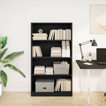  Bookcase Black 80x24x143 cm Engineered Wood