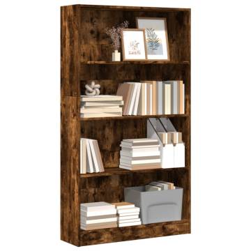  Bookcase Smoked Oak 80x24x143 cm Engineered Wood