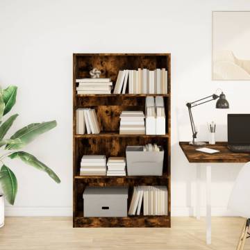  Bookcase Smoked Oak 80x24x143 cm Engineered Wood