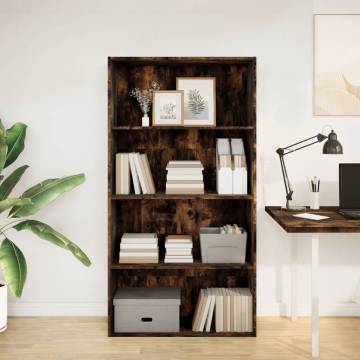  Bookcase Smoked Oak 80x30x152 cm Engineered Wood