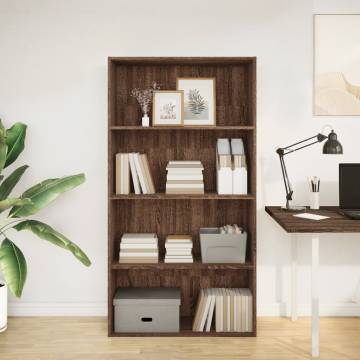  Bookcase Brown Oak 80x30x152 cm Engineered Wood