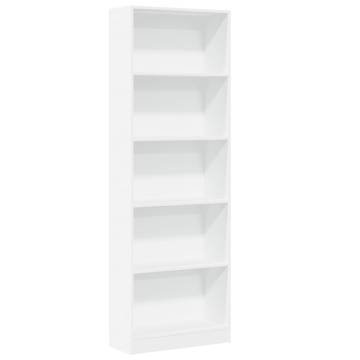  Bookcase White 60x24x176 cm Engineered Wood