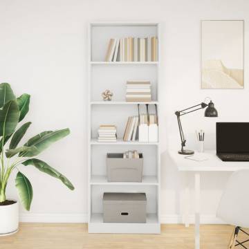  Bookcase White 60x24x176 cm Engineered Wood