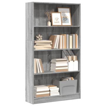  Bookcase Grey Sonoma 80x24x143 cm Engineered Wood