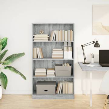  Bookcase Grey Sonoma 80x24x143 cm Engineered Wood