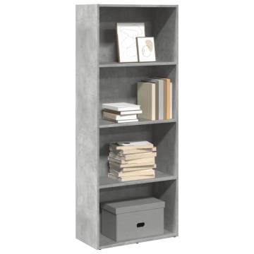  Bookcase Concrete Grey 60x30x152 cm Engineered Wood