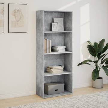  Bookcase Concrete Grey 60x30x152 cm Engineered Wood