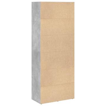  Bookcase Concrete Grey 60x30x152 cm Engineered Wood