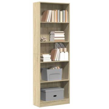  Bookcase Sonoma Oak 60x24x176 cm Engineered Wood