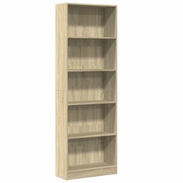  Bookcase Sonoma Oak 60x24x176 cm Engineered Wood