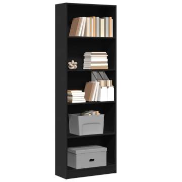  Bookcase Black 60x24x176 cm Engineered Wood