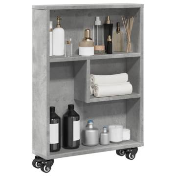  Narrow Storage Trolley Concrete Grey 48x13x68 cm Engineered Wood