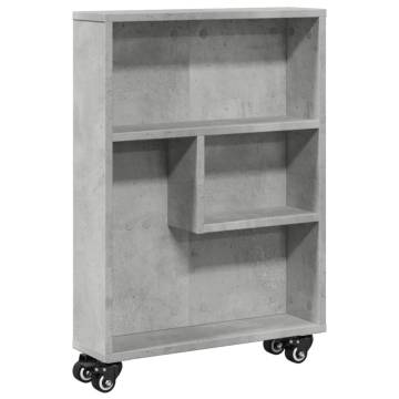  Narrow Storage Trolley Concrete Grey 48x13x68 cm Engineered Wood