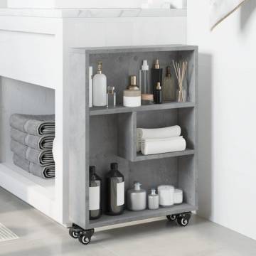  Narrow Storage Trolley Concrete Grey 48x13x68 cm Engineered Wood