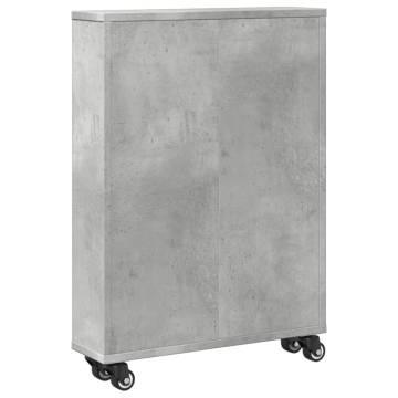  Narrow Storage Trolley Concrete Grey 48x13x68 cm Engineered Wood