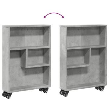  Narrow Storage Trolley Concrete Grey 48x13x68 cm Engineered Wood