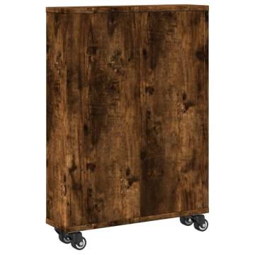  Narrow Storage Trolley Smoked Oak 48x13x68 cm Engineered Wood