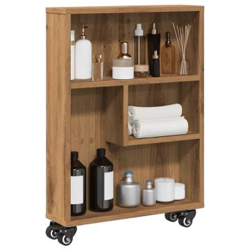  Narrow Storage Trolley Artisian Oak 48x13x68 cm Engineered Wood