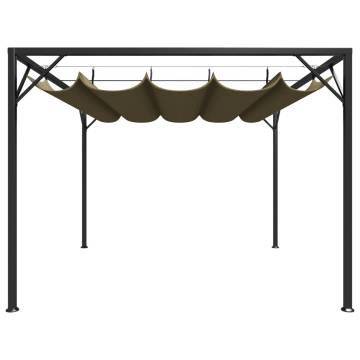 Garden Gazebo with Retractable Roof 3x3 m Taupe 180 g/m²