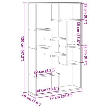  Bookcase Smoked Oak 72x20x120 cm Engineered Wood