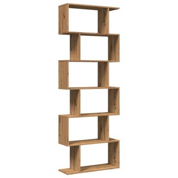  Room Divider Bookcase 6-Tier Artisan Oak 70x24x193 cm Engineered Wood