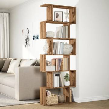  Room Divider Bookcase 6-Tier Artisan Oak 70x24x193 cm Engineered Wood