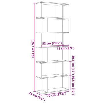  Room Divider Bookcase 6-Tier Artisan Oak 70x24x193 cm Engineered Wood