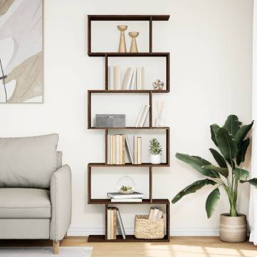  Room Divider Bookcase 6-Tier Brown Oak 70x24x193 cm Engineered Wood