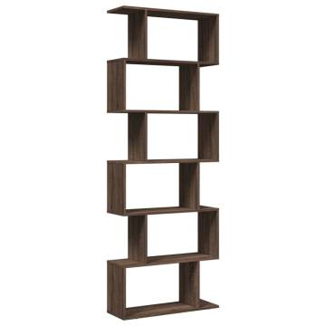  Room Divider Bookcase 6-Tier Brown Oak 70x24x193 cm Engineered Wood