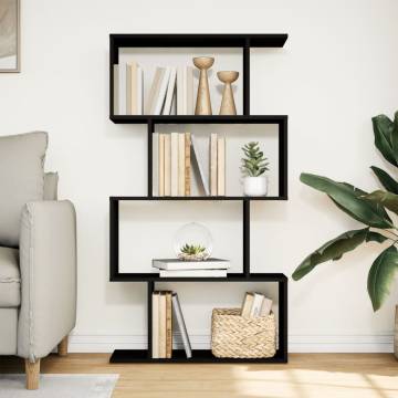  Room Divider Bookcase 4-Tier Black 70x24x129 cm Engineered Wood