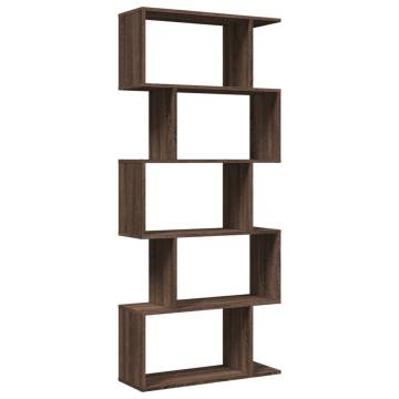  Room Divider Bookcase 5-Tier Brown Oak 70x24x161 cm Engineered Wood