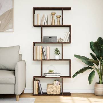  Room Divider Bookcase 5-Tier Brown Oak 70x24x161 cm Engineered Wood