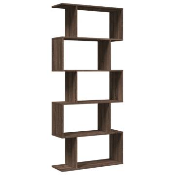  Room Divider Bookcase 5-Tier Brown Oak 70x24x161 cm Engineered Wood