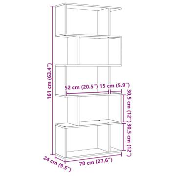  Room Divider Bookcase 5-Tier Brown Oak 70x24x161 cm Engineered Wood