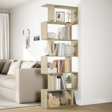  Room Divider Bookcase 6-Tier Sonoma Oak 70x24x193 cm Engineered Wood