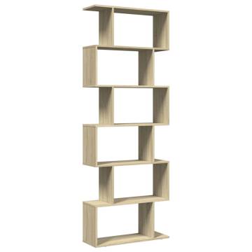  Room Divider Bookcase 6-Tier Sonoma Oak 70x24x193 cm Engineered Wood