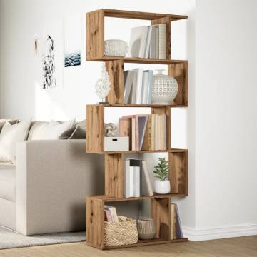  Room Divider Bookcase 5-Tier Artisan Oak 70x24x161 cm Engineered Wood