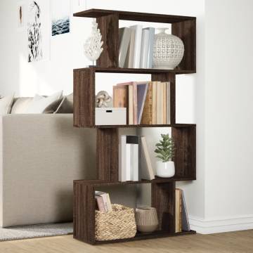  Room Divider Bookcase 4-Tier Brown Oak 70x24x129 cm Engineered Wood