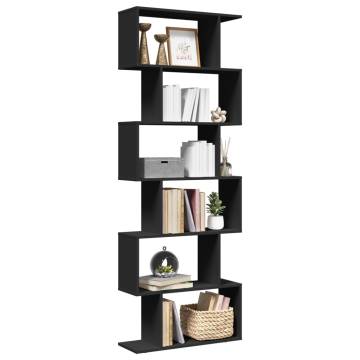  Room Divider Bookcase 6-Tier Black 70x24x193 cm Engineered Wood