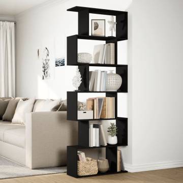  Room Divider Bookcase 6-Tier Black 70x24x193 cm Engineered Wood