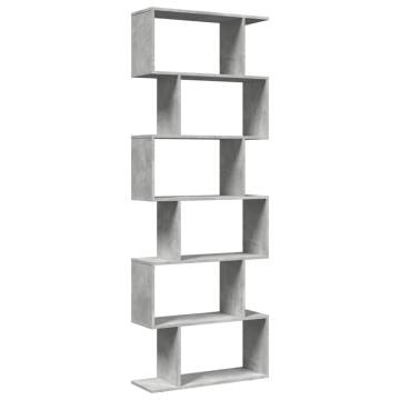  Room Divider Bookcase 6-Tier Concrete Grey 70x24x193 cm Engineered Wood