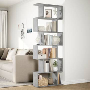  Room Divider Bookcase 6-Tier Concrete Grey 70x24x193 cm Engineered Wood