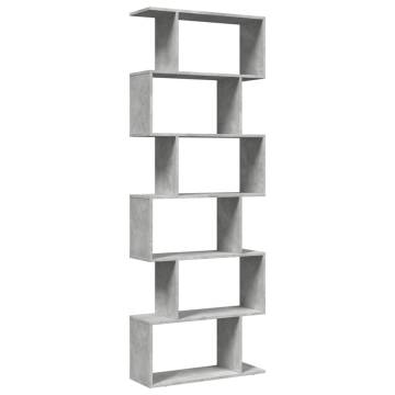  Room Divider Bookcase 6-Tier Concrete Grey 70x24x193 cm Engineered Wood