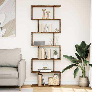  Room Divider Bookcase 6-Tier Old Wood 70x24x193 cm Engineered Wood