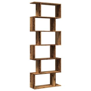  Room Divider Bookcase 6-Tier Old Wood 70x24x193 cm Engineered Wood