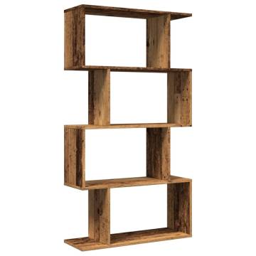  Room Divider Bookcase 4-Tier Old Wood 70x24x129 cm Engineered Wood