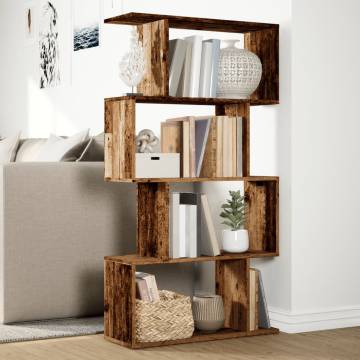  Room Divider Bookcase 4-Tier Old Wood 70x24x129 cm Engineered Wood