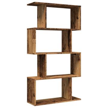  Room Divider Bookcase 4-Tier Old Wood 70x24x129 cm Engineered Wood