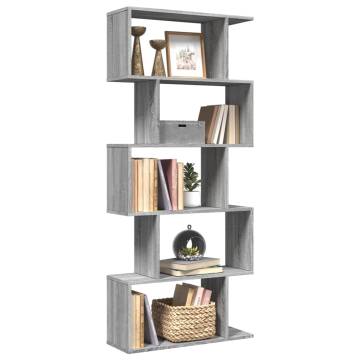  Room Divider Bookcase 5-Tier Grey Sonoma 70x24x161 cm Engineered Wood